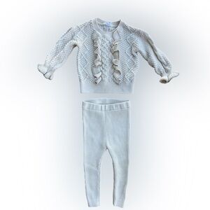 Gap Kids Cotton Cream Knit Sweater and Leggings Set size 18-24 Months